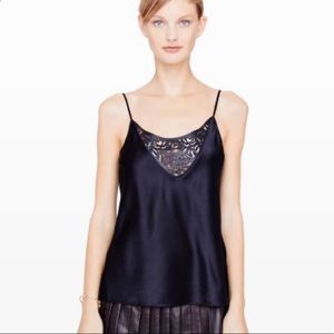 Club Monaco Collection silk and leather cami